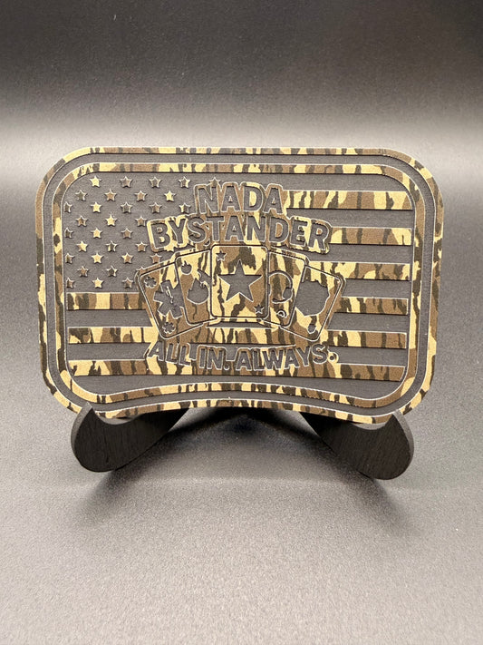 All In – Nada Bystander Mossy Oak Bottomland Richardson Camo Trucker Hat