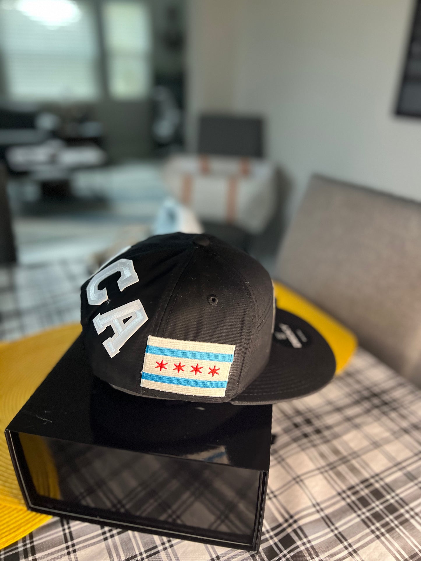 Custom 7 Panel Trucker Snapback with custom leatherette or acrylic patch, Made to Order. Decorate with your design. Bulk orders welcome!