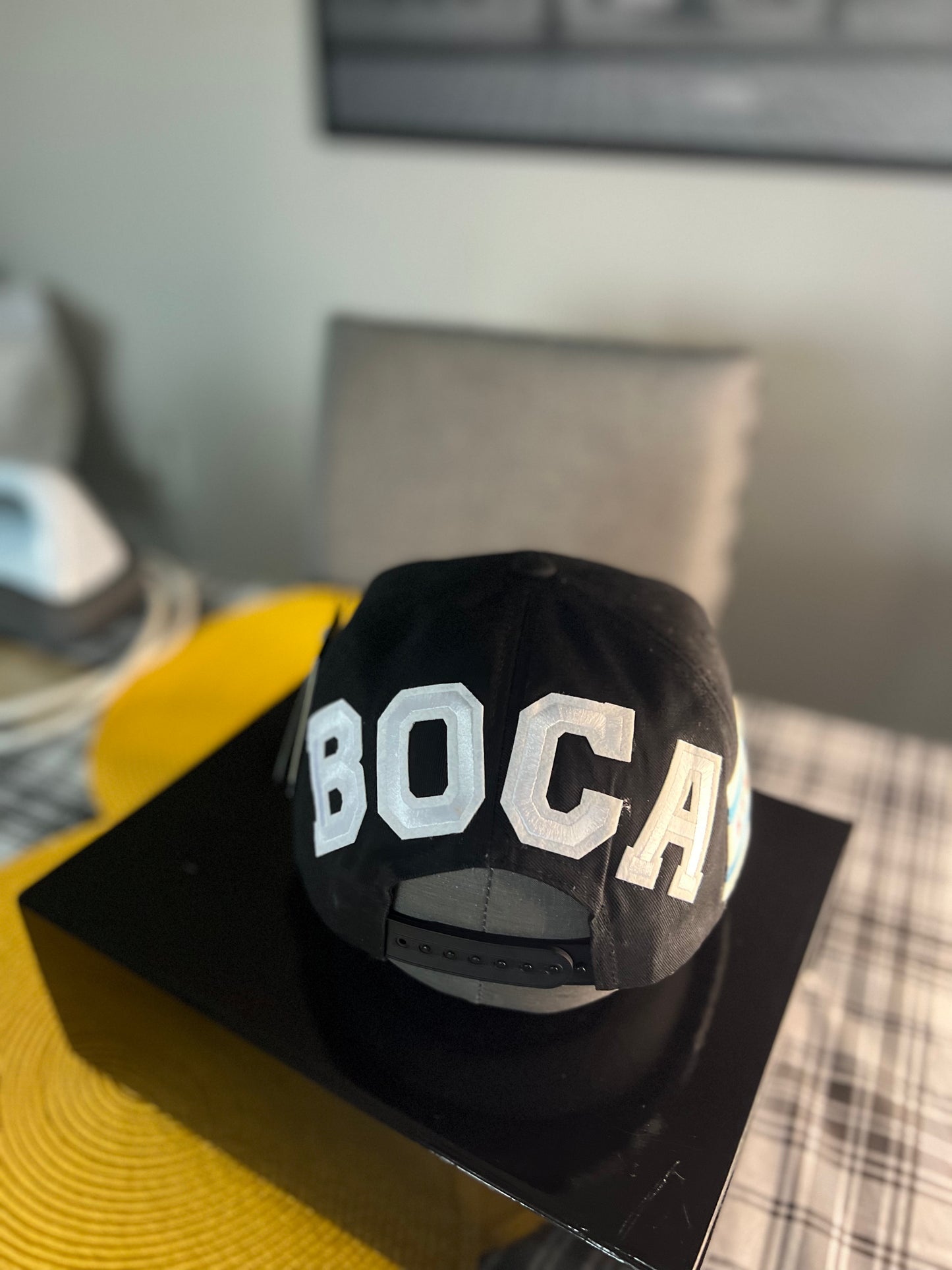 Custom 7 Panel Trucker Snapback with custom leatherette or acrylic patch, Made to Order. Decorate with your design. Bulk orders welcome!