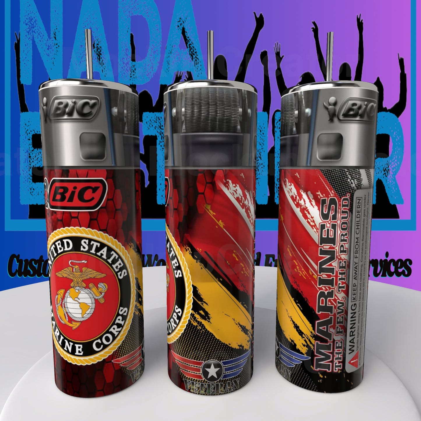 Bic Lighter Veteran Branches of Service 20 oz Tumbler