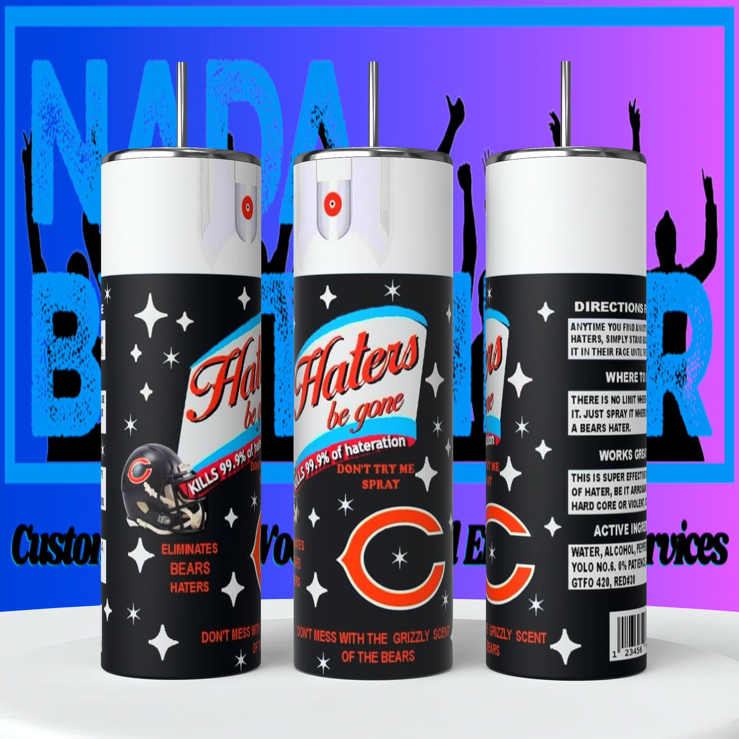 Chicago Bears Hater Spray 20oz Skinny Tumbler