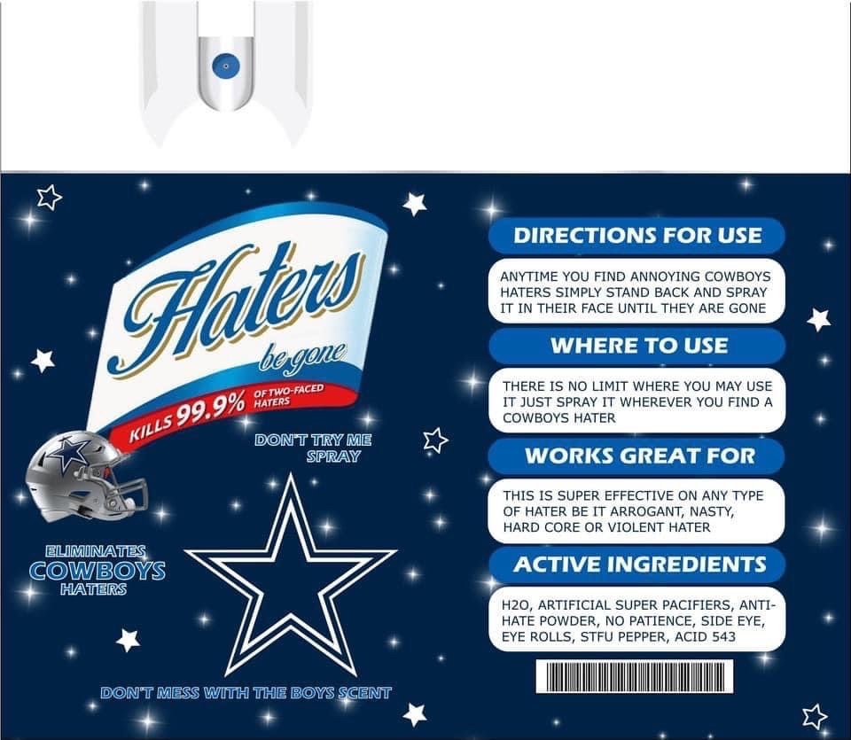 Dallas Cowboys Hater Spray 20oz Skinny Tumbler