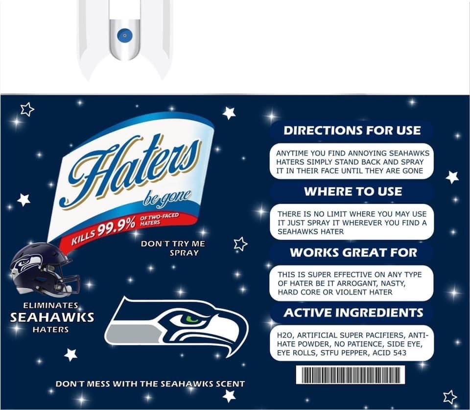 Seattle Seahawks Hater Spray 20oz Skinny Tumbler