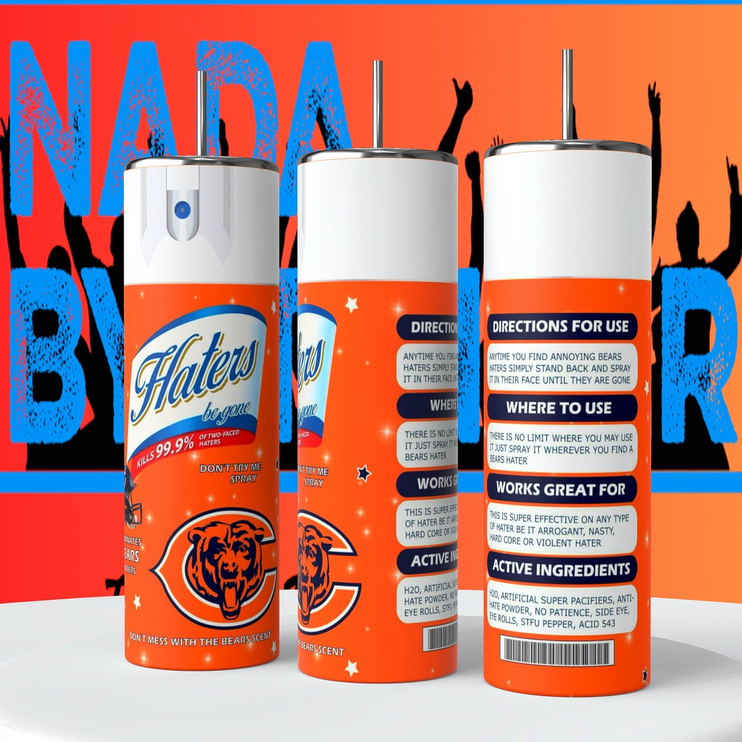 Chicago Bears Hater Spray 20oz Skinny Tumbler