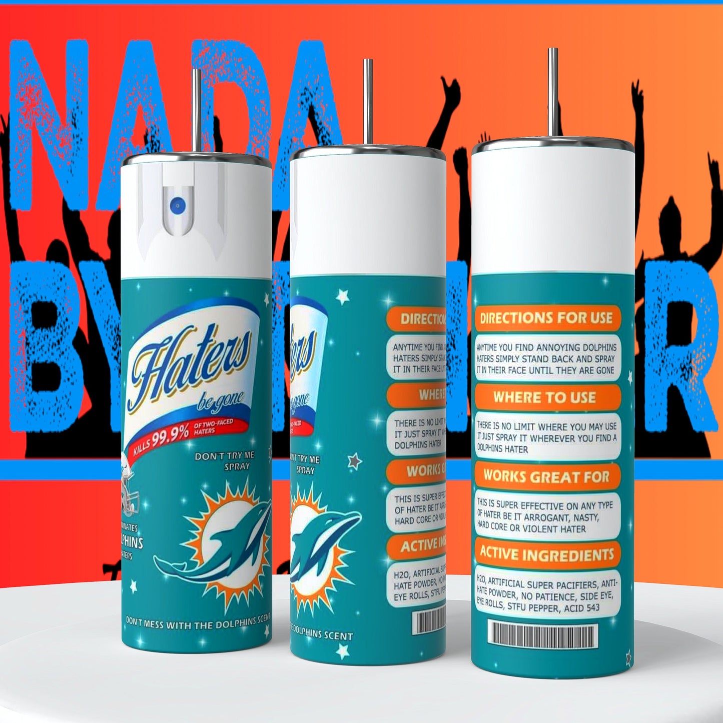 Miami Dolphins Hater Spray 20oz Skinny Tumbler