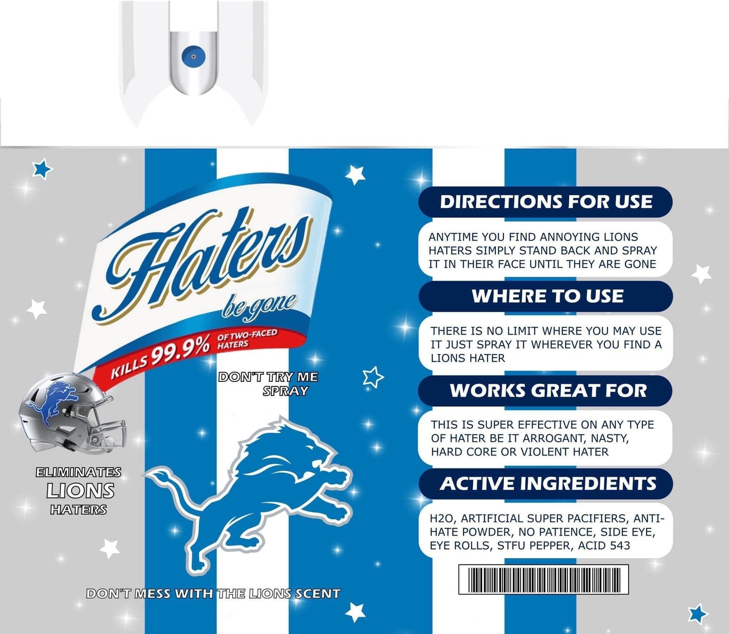 Detroit Lions Hater Spray 20oz Skinny Tumbler