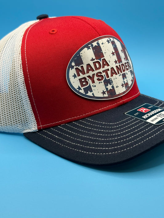 Nada Bystander Branded Patriotic Acrylic Patch Trucker Hat