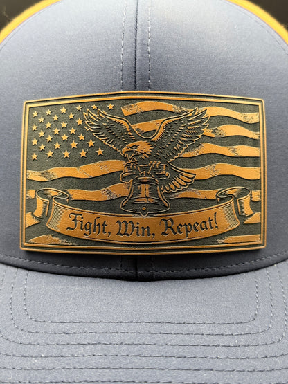 Fight. Win. Repeat. – Patriotic Eagle Trucker Hat | Nada Bystander