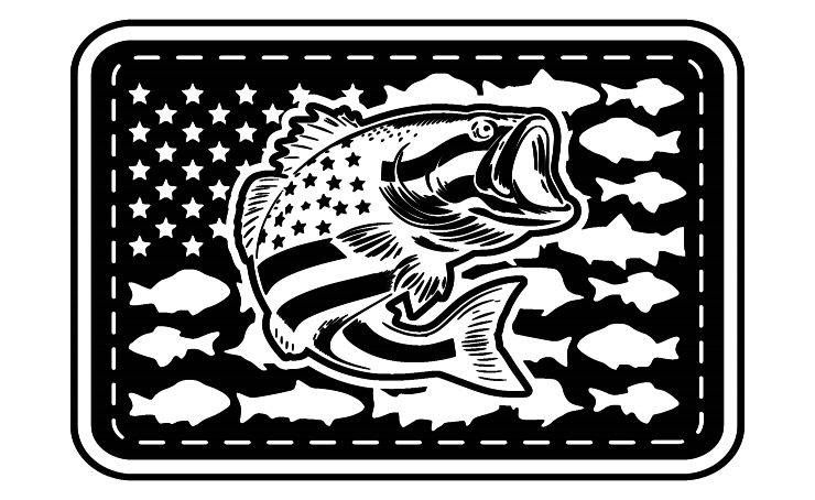 American Bass US Fish Flag Design Template SVG (Digital File) For Patch Creation