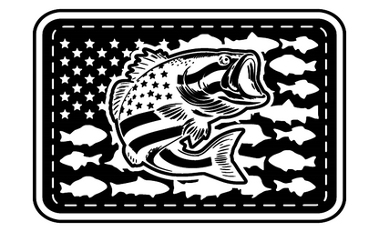 American Bass US Fish Flag Design Template SVG (Digital File) For Patch Creation
