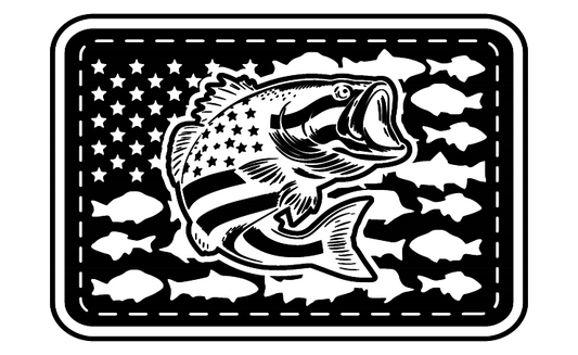 American Bass US Fish Flag Design Template SVG (Digital File) For Patch Creation