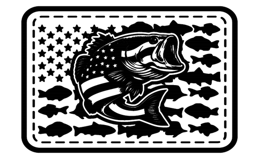 American Bass US Fish Flag Design Template SVG (Digital File) For Patch Creation