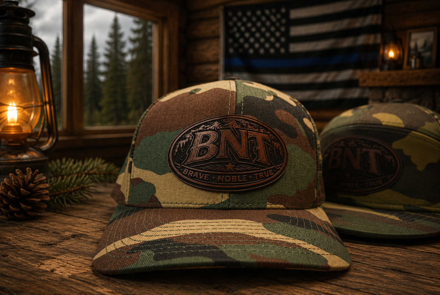 BNT Retreat Edition Camo Trucker Hats – 6 Panel & 7 Panel Snapback Styles