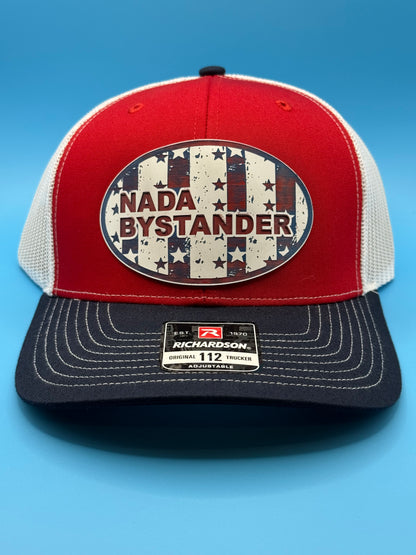 Nada Bystander Branded Patriotic Acrylic Patch Trucker Hat