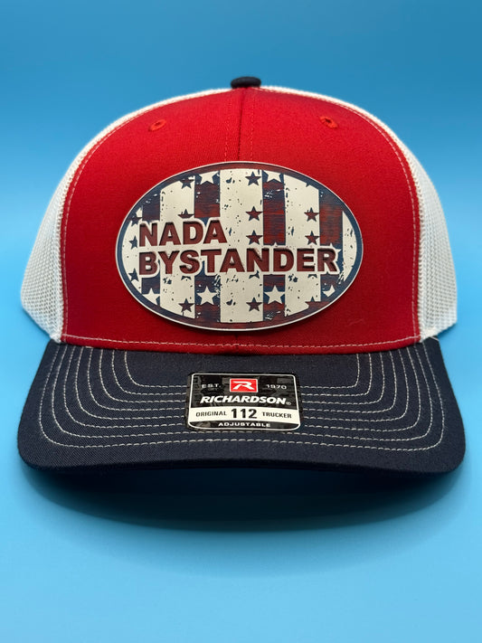 Nada Bystander Branded Patriotic Acrylic Patch Trucker Hat