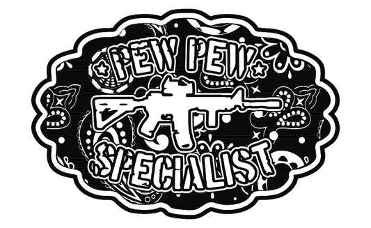 Pew Pew Specialist Patch Design .svg for Leather engraving, sublimation, or printing (digital file)