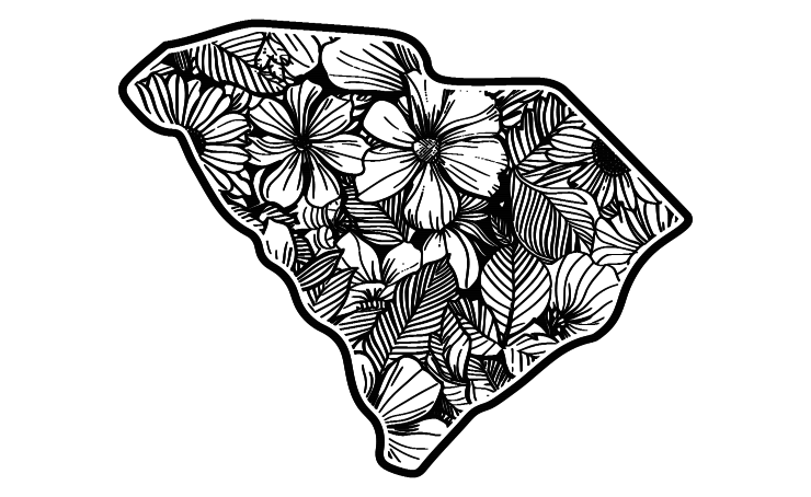 South Carolina State Outline Art Design Template SVG (Digital File) For Patch Creation