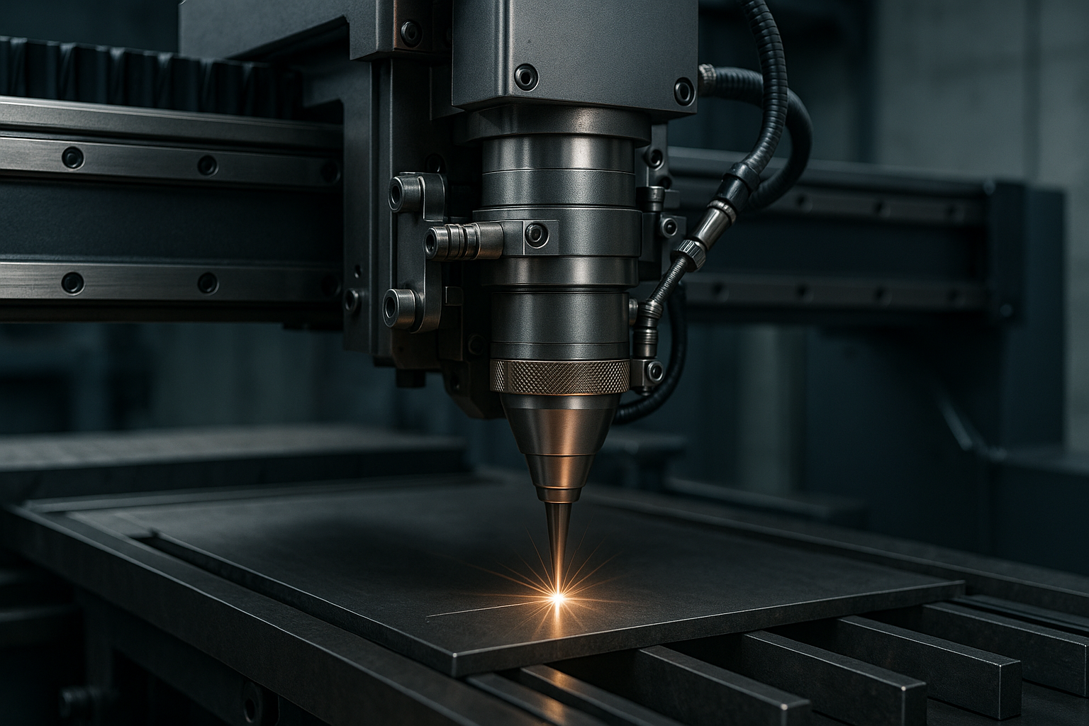 A laser engraver with a small beam coming from the nozzle