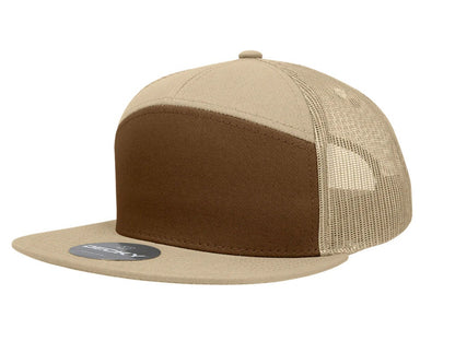 Custom 7 Panel Trucker Snapback with custom leatherette or acrylic patch, Made to Order. Decorate with your design. Bulk orders welcome!