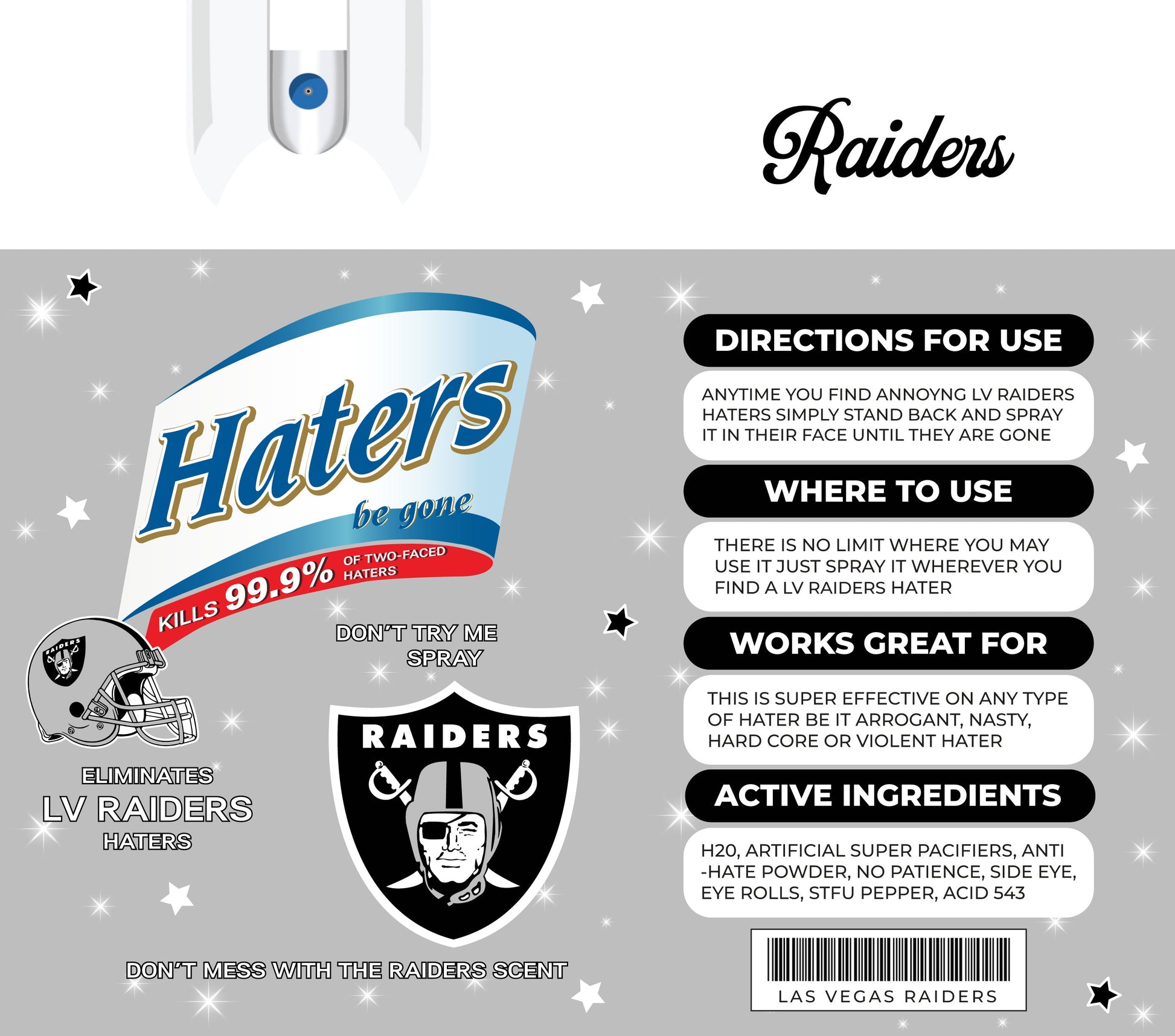 Las Vegas Raiders Hater Spray 20oz Skinny Tumbler